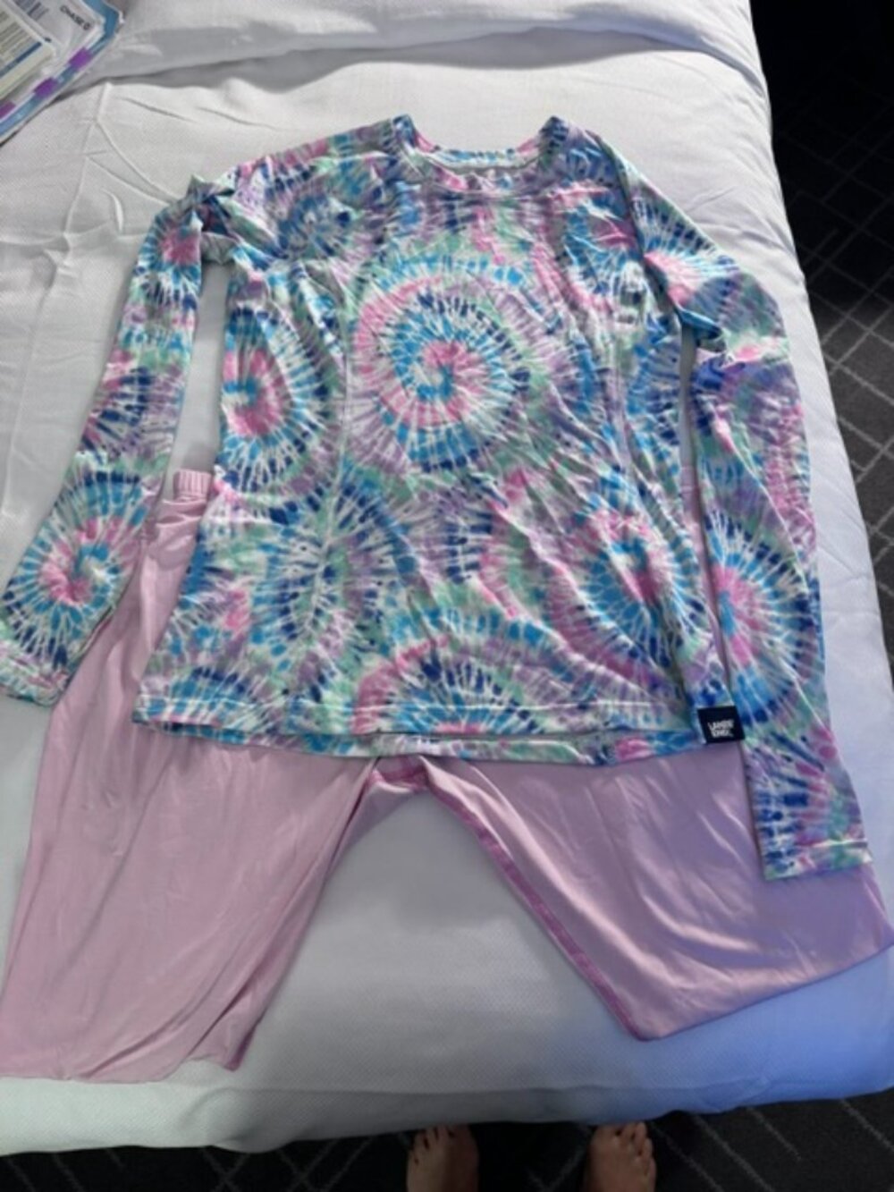 Pink Tie Dye Lands End Leggings Girls XL